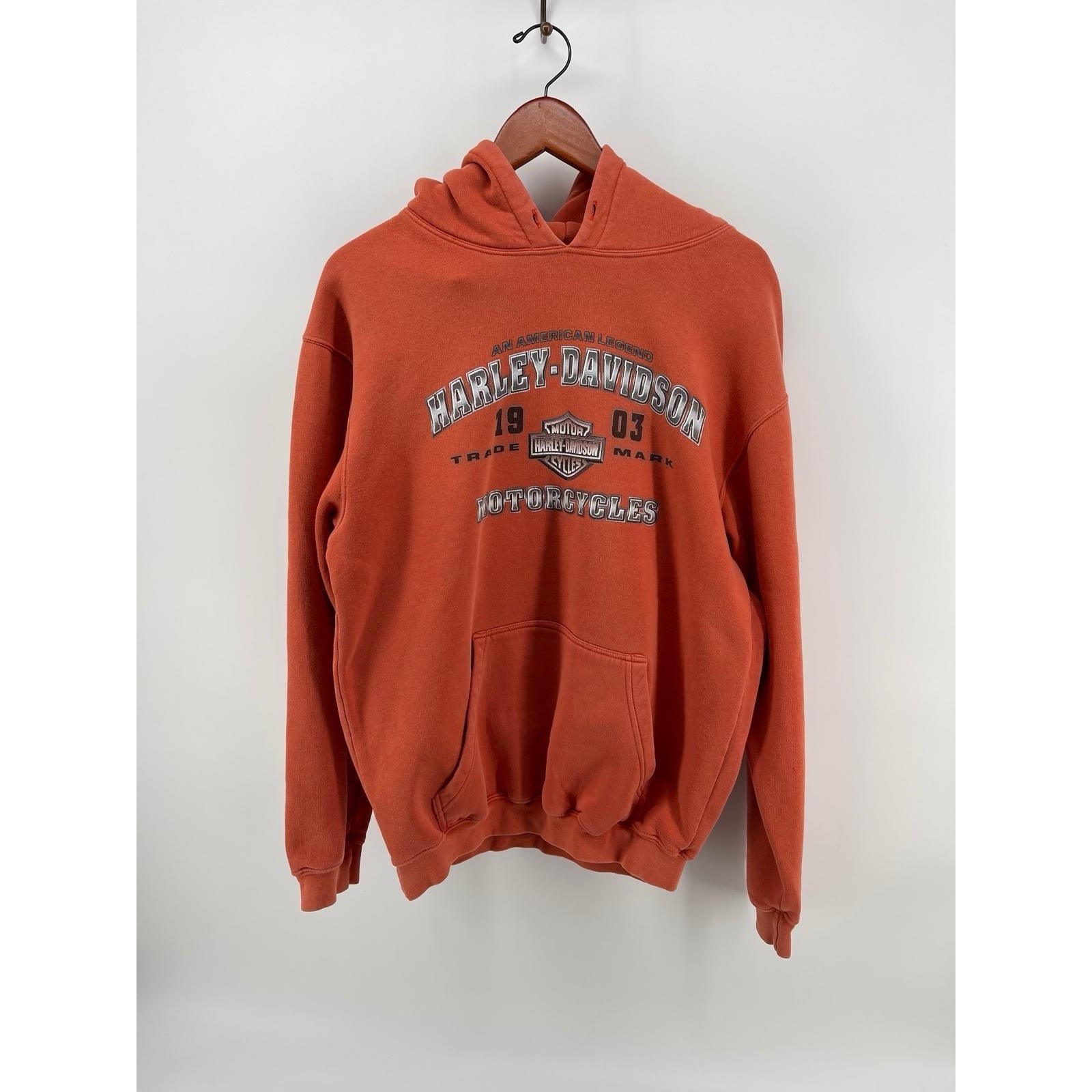2005 Harley Davidson Hoodie El Paso Texas Eagle Graphic Orange Men's M Vtg
